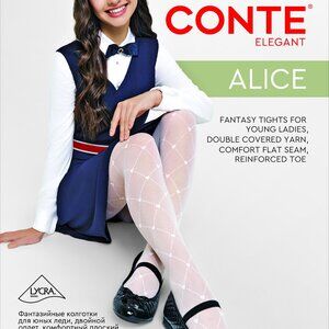 Conte Alice 20 Den - Fantasy Tights for Girls with Geometric Pattern and Hearts